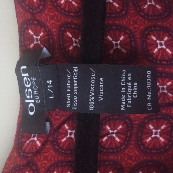 Olsen Long Sleeve Blouse, Dark Red, Size Large (14) - Picture 2 of 11